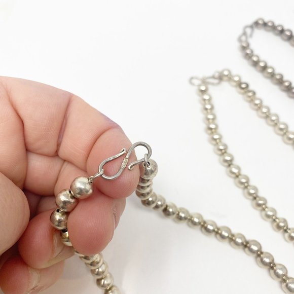 563 Set of Three Handmade Sterling Silver Bead Strand Necklaces, 16inch - Picture 8 of 10